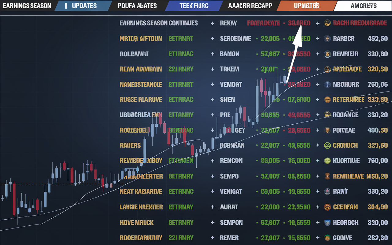 Financial charts and regulatory symbols depicting biopharma earnings and FDA updates