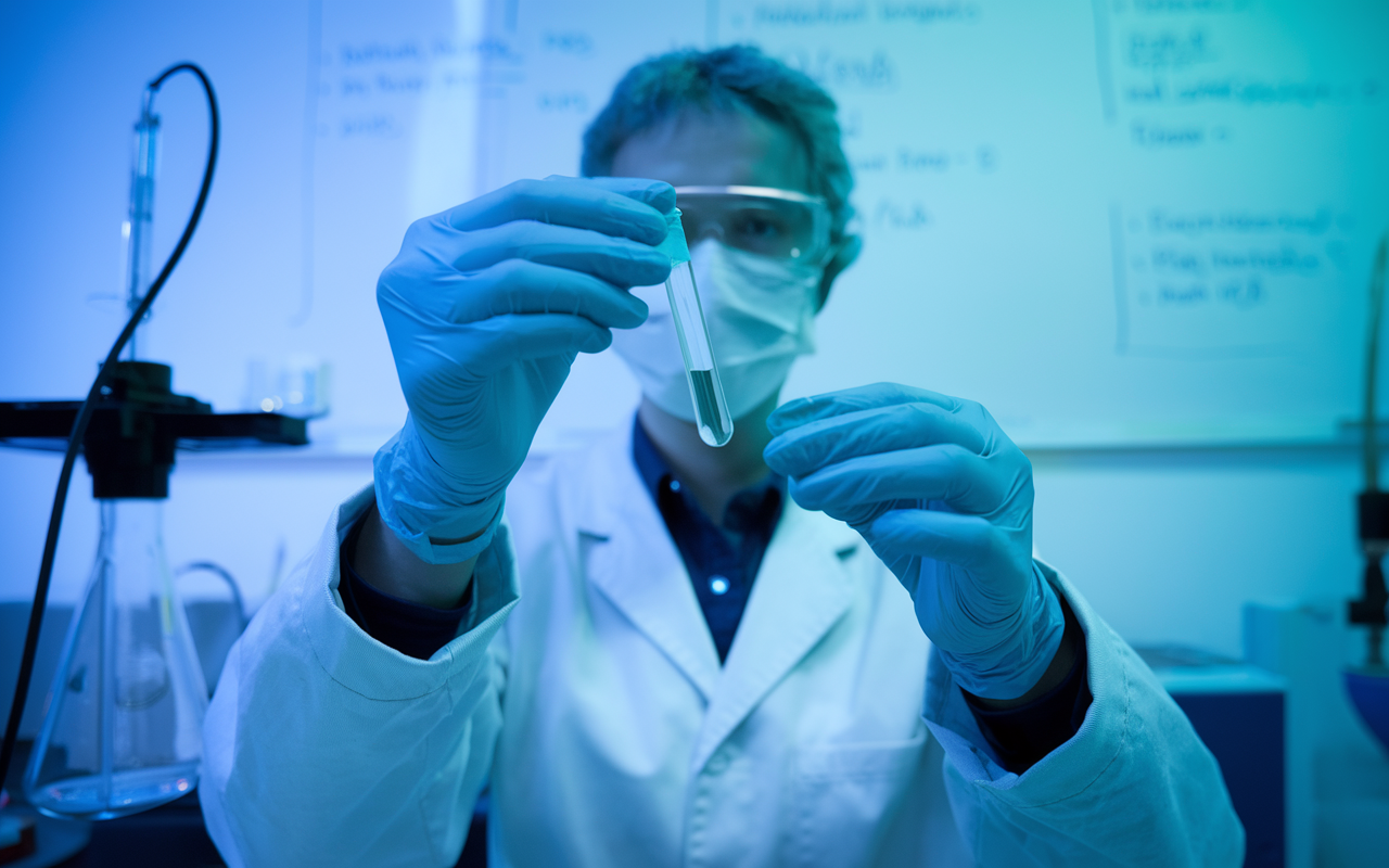 Bladder cancer cells with a spotlight symbolizing a breakthrough in treatment