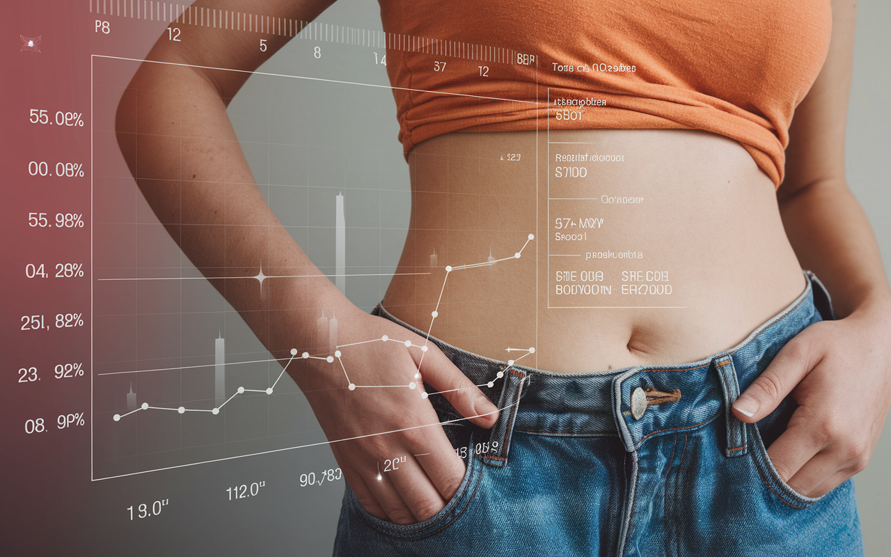 Illustration of a scale showing weight loss progress