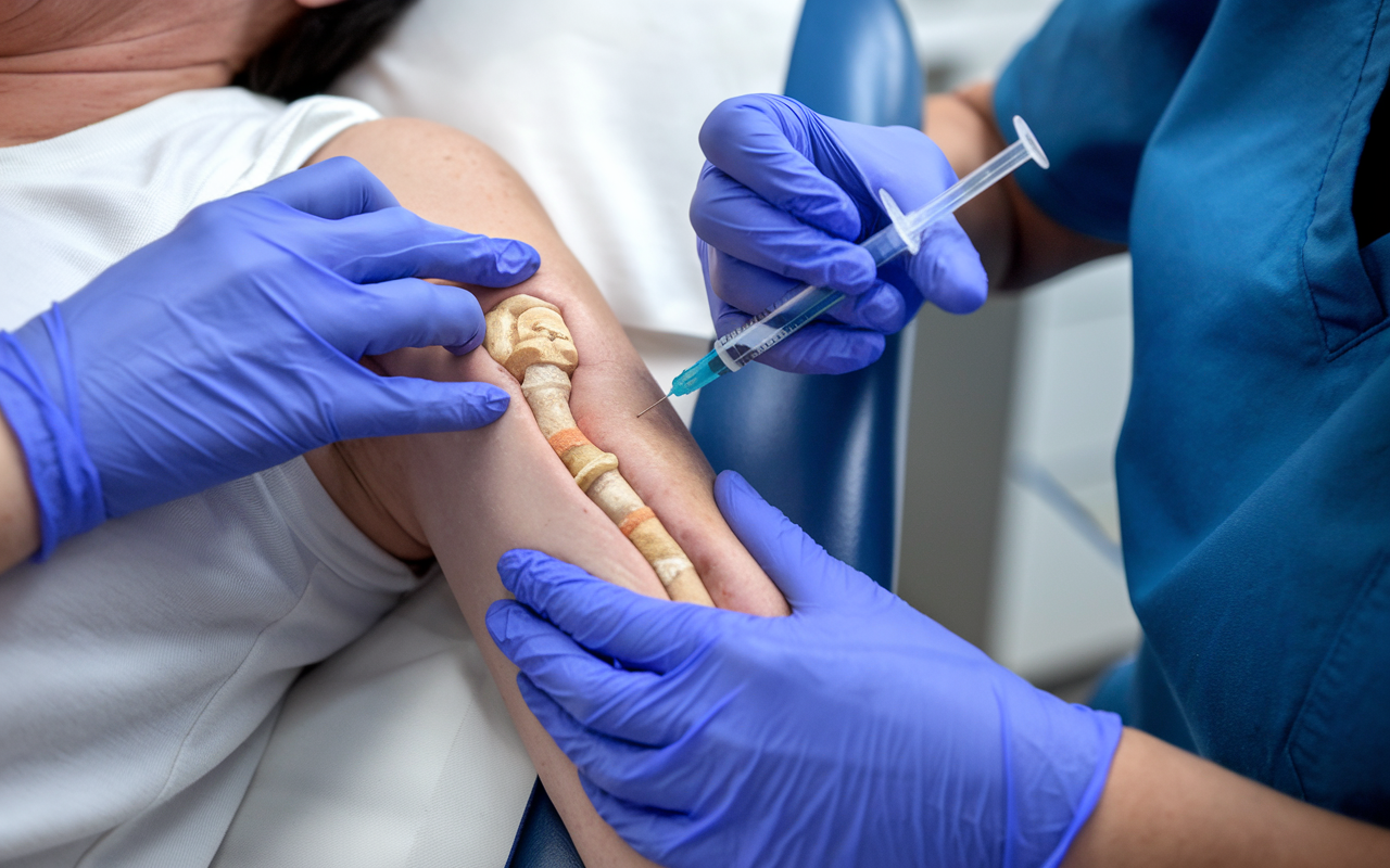 Conceptual image of bones being strengthened by gene therapy