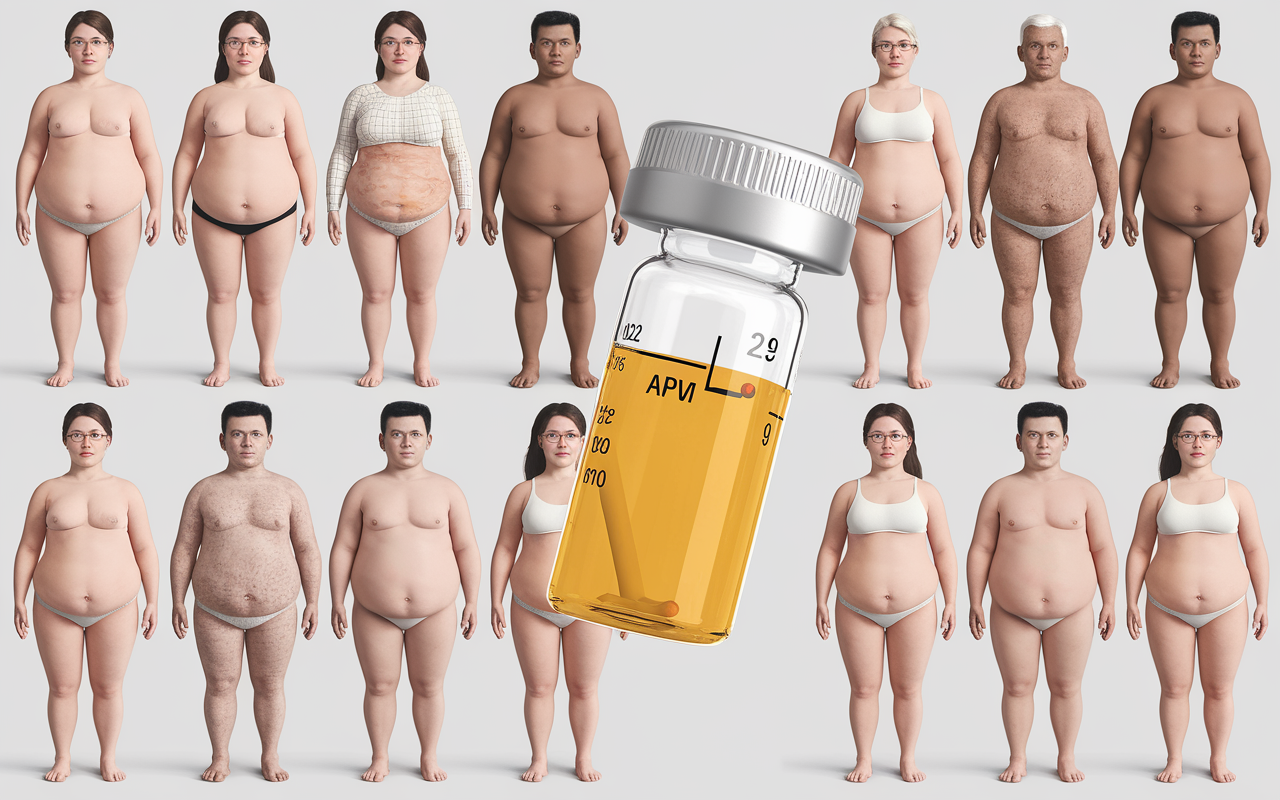 Abstract representation of weight loss medicine targeting obesity