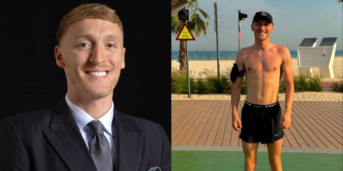 Silhouette of a person embracing a healthier lifestyle in Dubai's skyline