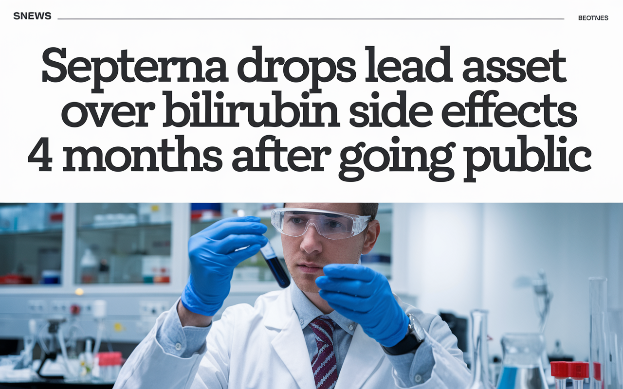 Laboratory test tubes with a warning sign