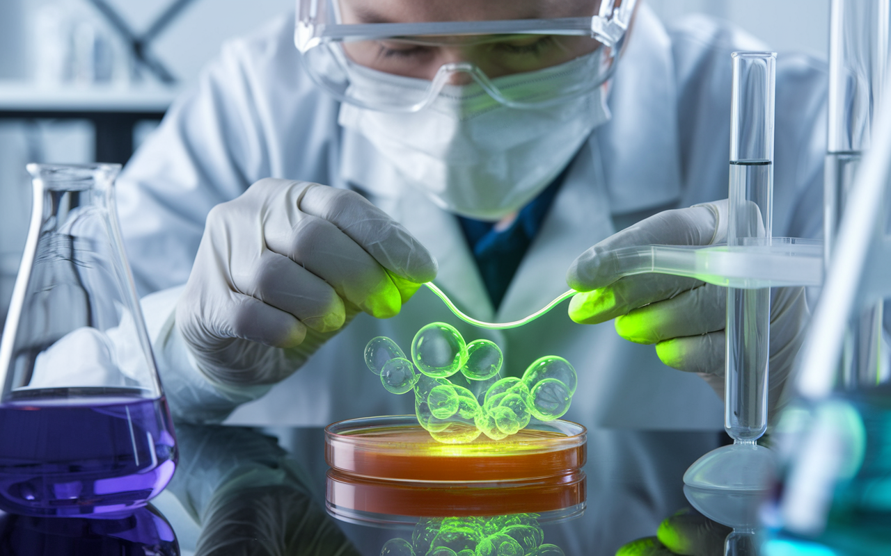 Scientific depiction of engineered enzymes targeting proteins related to neurological diseases