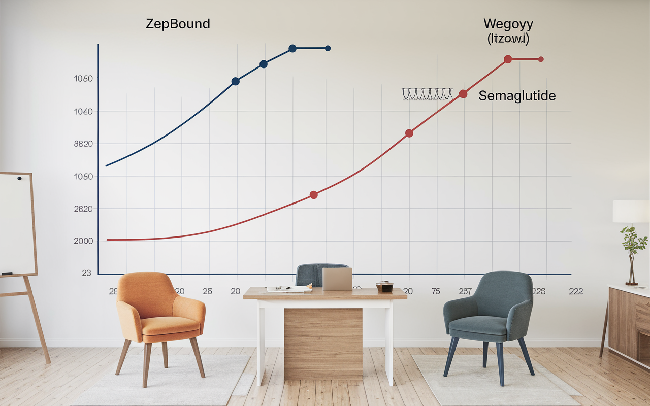 A scale measuring significant weight loss progress with medical research symbols