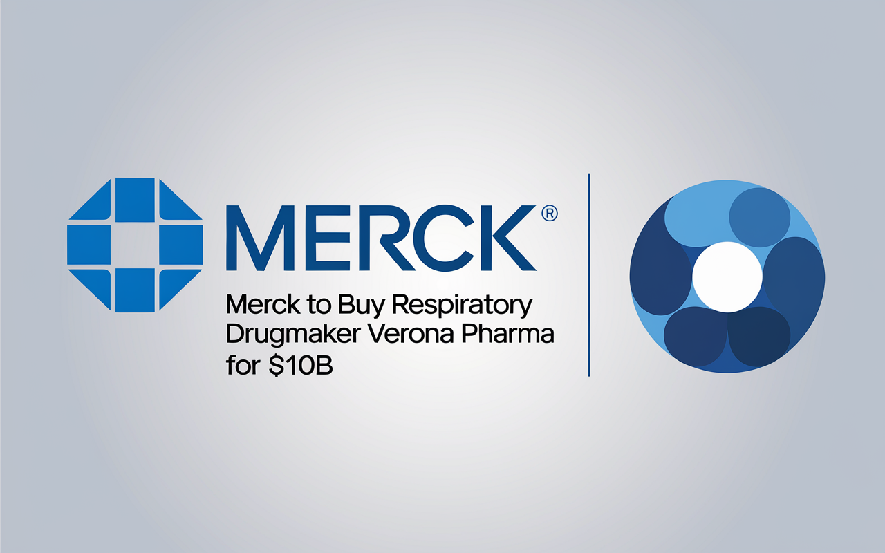 Abstract representation of a merger between two pharmaceutical companies with a focus on respiratory health
