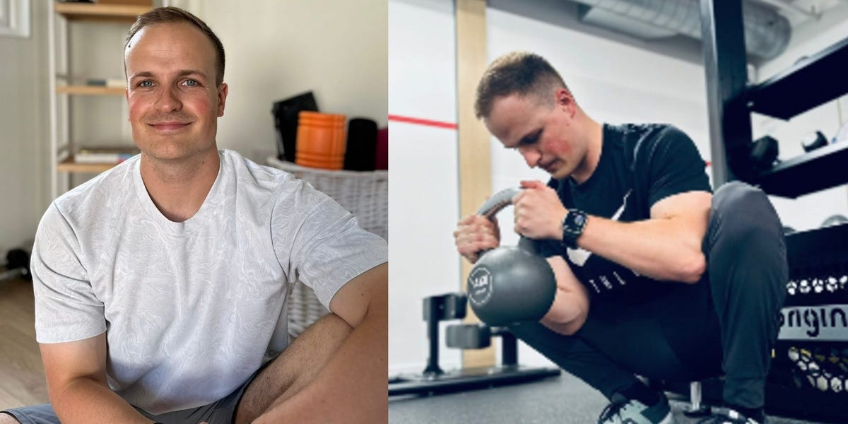 An energized person engaging in various age-appropriate exercises for longevity