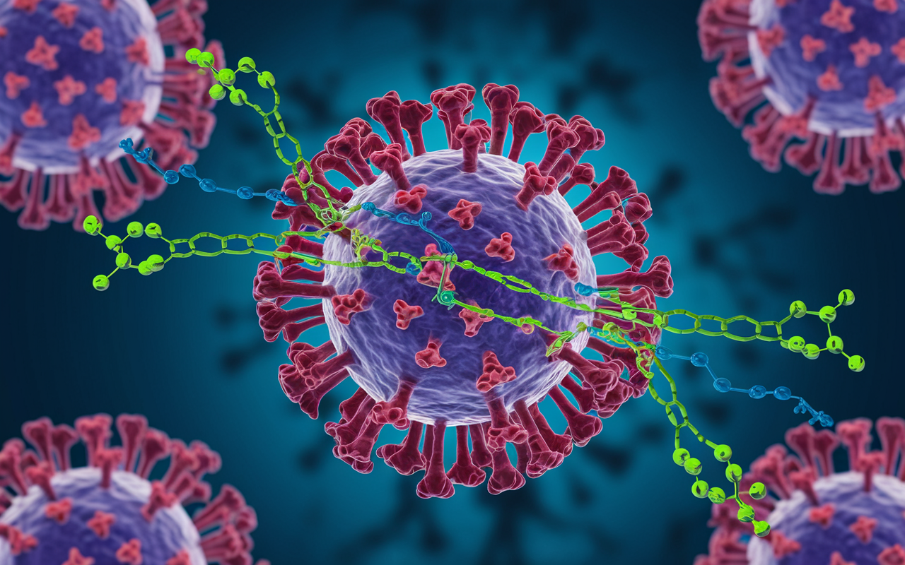 Abstract representation of aptamers targeting viruses