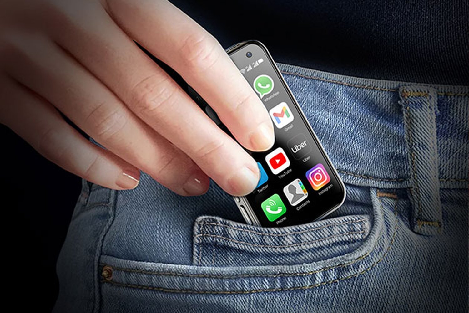 A sleek, minimalist smartphone fitting in the palm of a hand, symbolizing simplicity and minimalism in technology