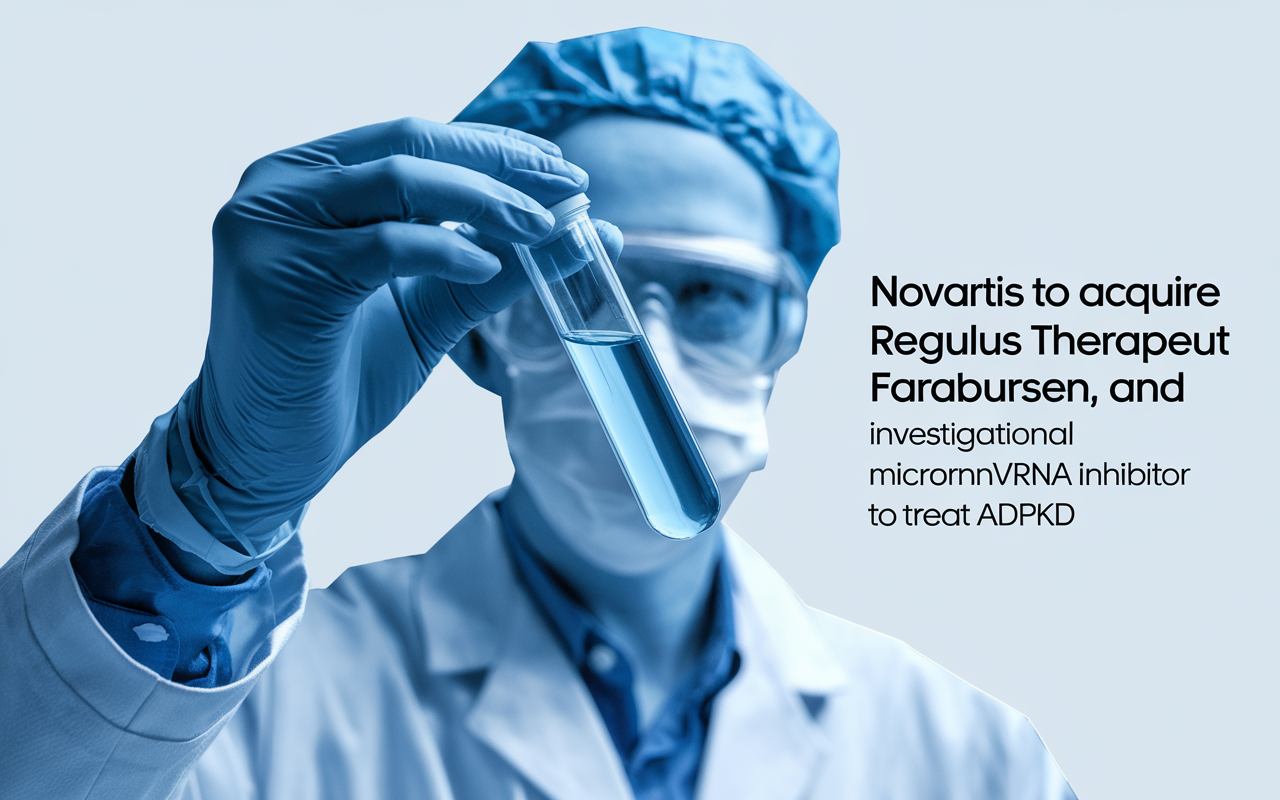 Illustration of Novartis and Regulus Therapeutics joining forces in kidney disease treatment