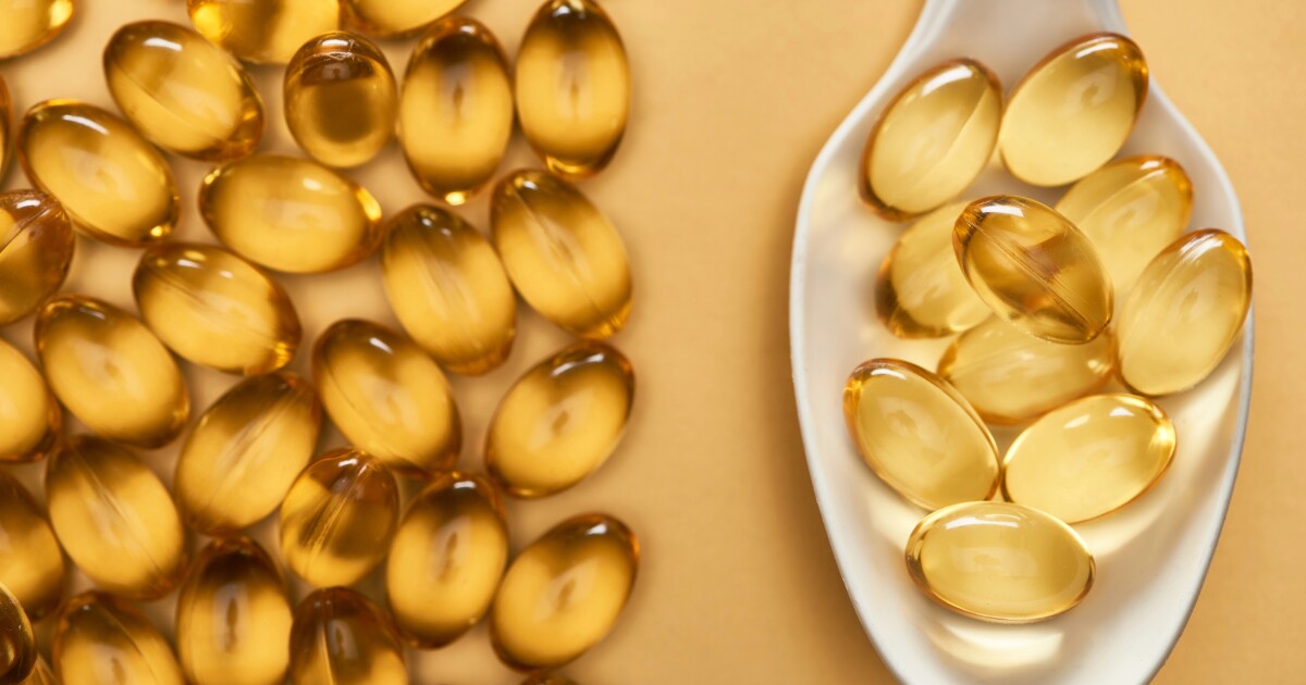 Conceptual image of omega-3 supplement contributing to cellular health