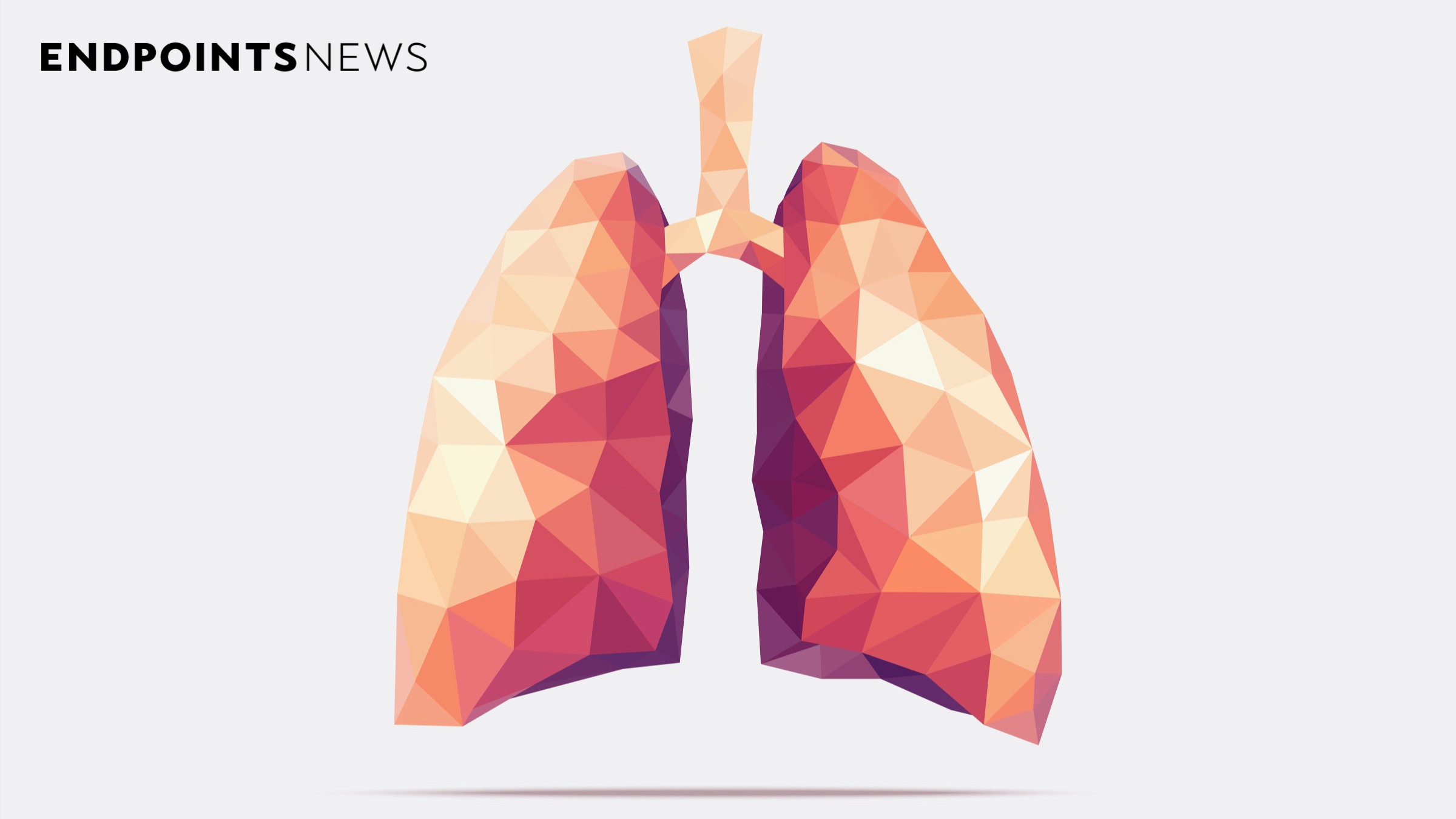 A stylized image of a lung-shaped pill breaking through barriers