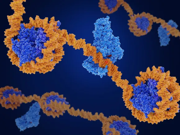 Abstract representation of DNA editing technology without brand logos or text