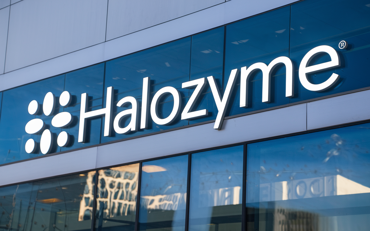 Illustration of two merging biotech companies symbolizing collaboration