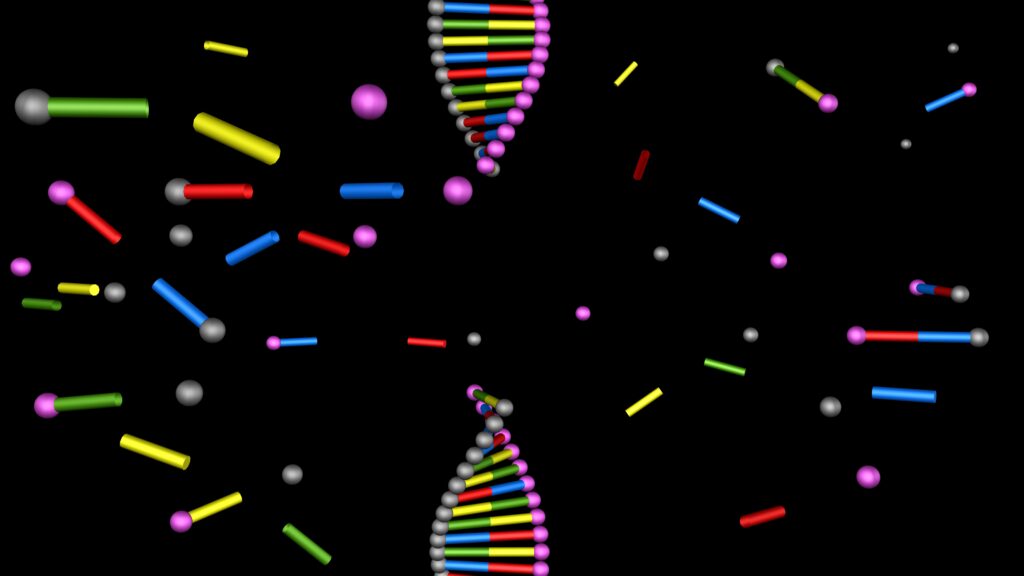 Abstract DNA strands representing cutting-edge gene-editing technology