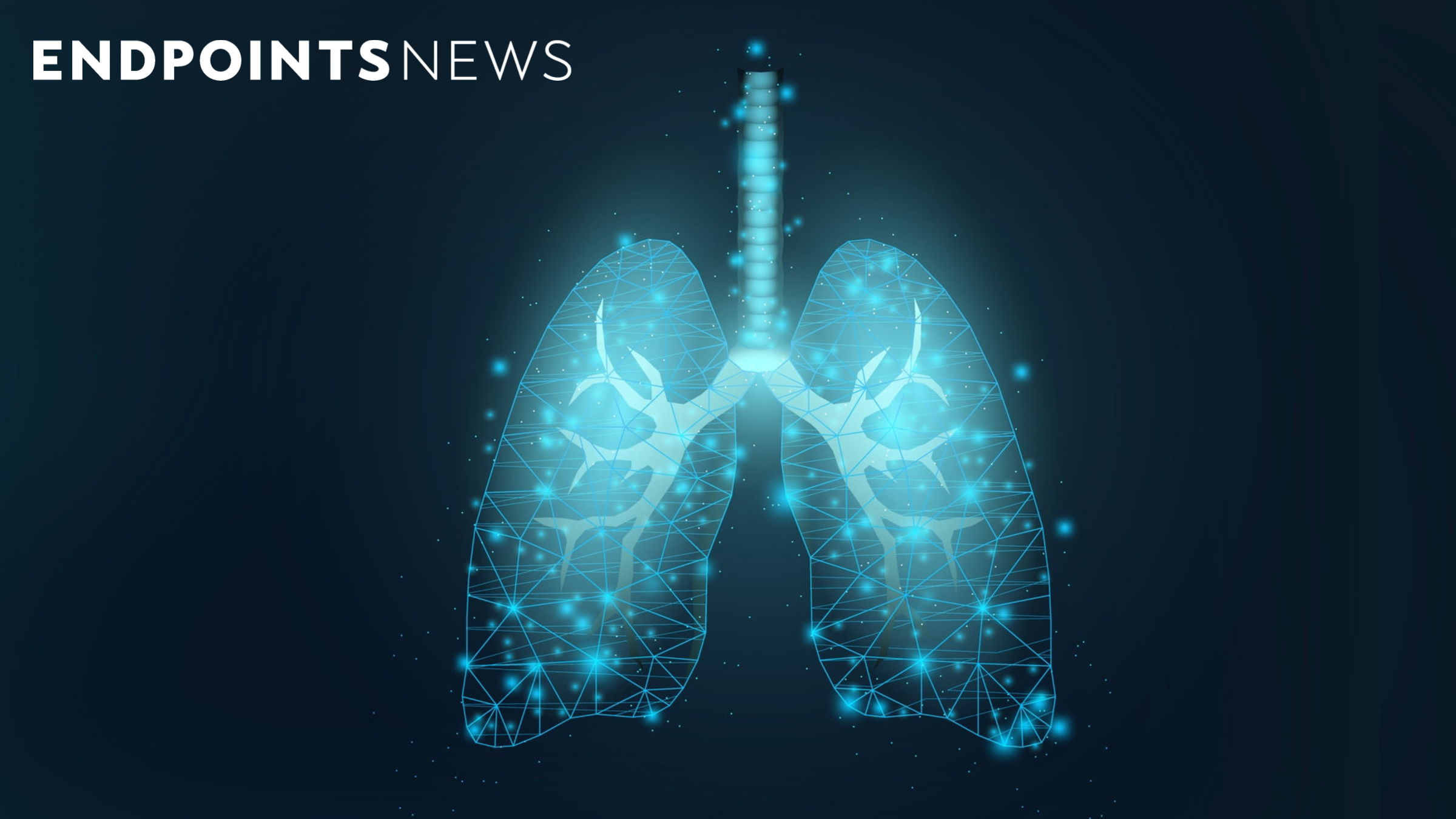 Microscopic view of lung cells with molecular structures indicating KRAS inhibition