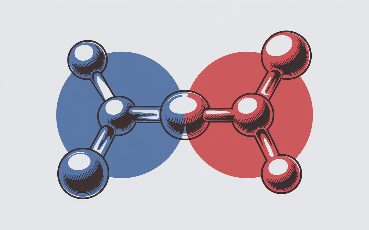 Illustration of molecules bonding together