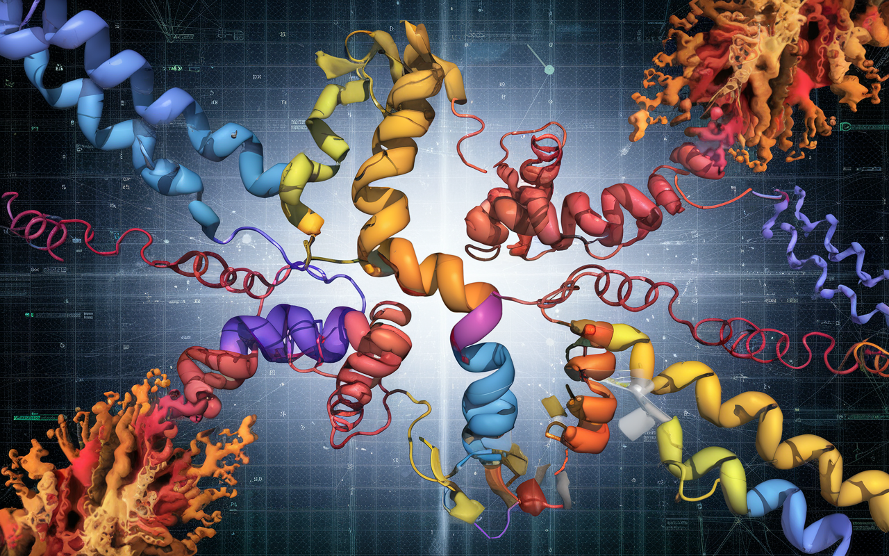 Visualization of protein structures unfolding in a digital matrix