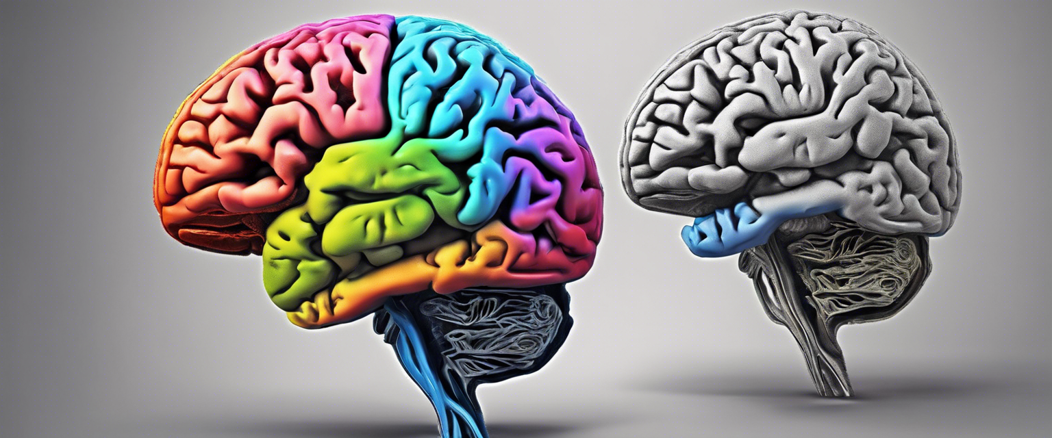 A brain with different sections highlighted in various colours