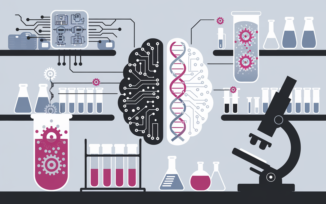 Abstract representation of AI streamlining scientific processes