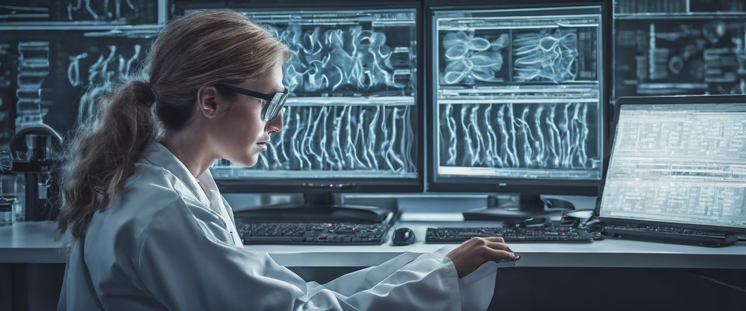 Image prompt: A scientist analyzing data from a groundbreaking gene therapy study