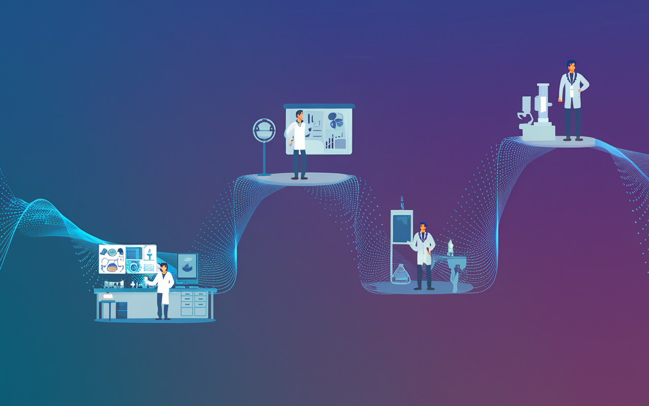 Conceptual image of a fluctuating career path in biotech