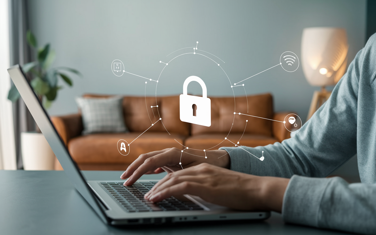 A person browsing the internet securely, symbolizing privacy and peace of mind