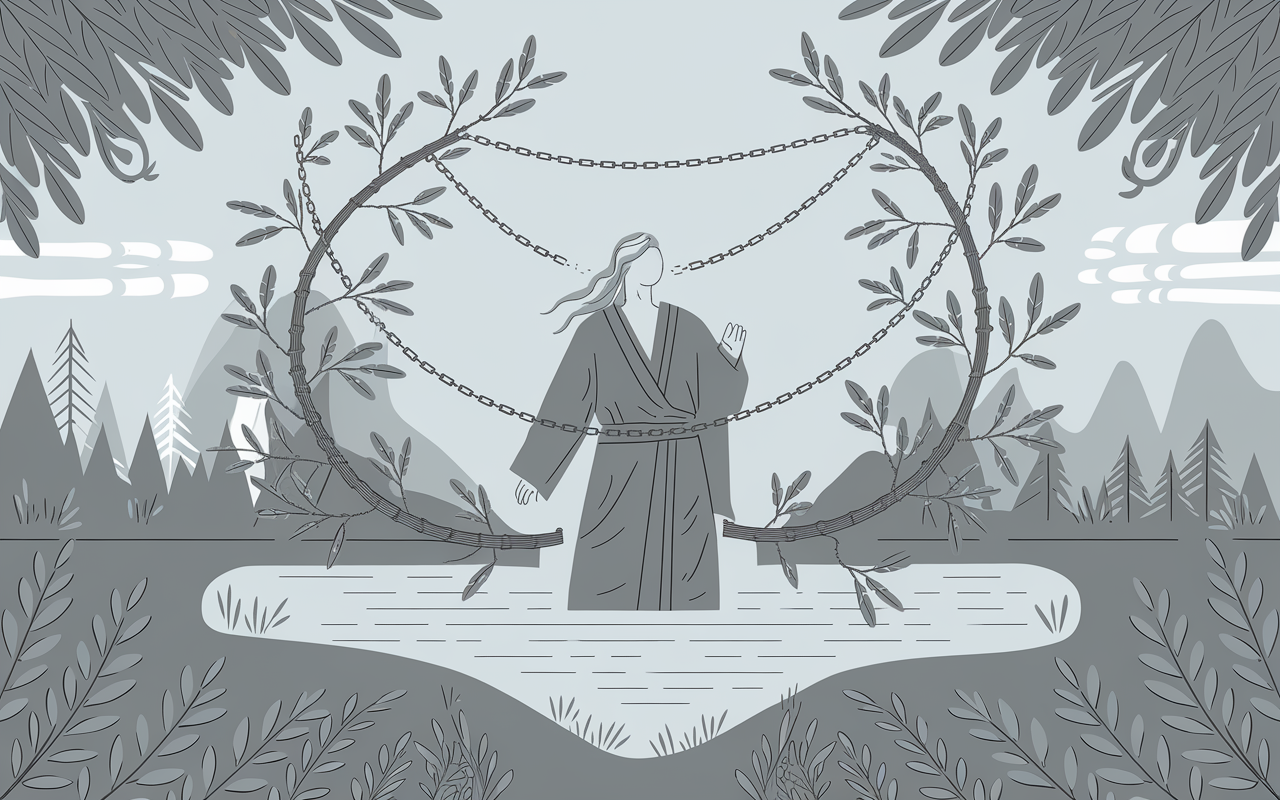 A minimalist illustration of breaking a chain symbolizing breaking bad habits