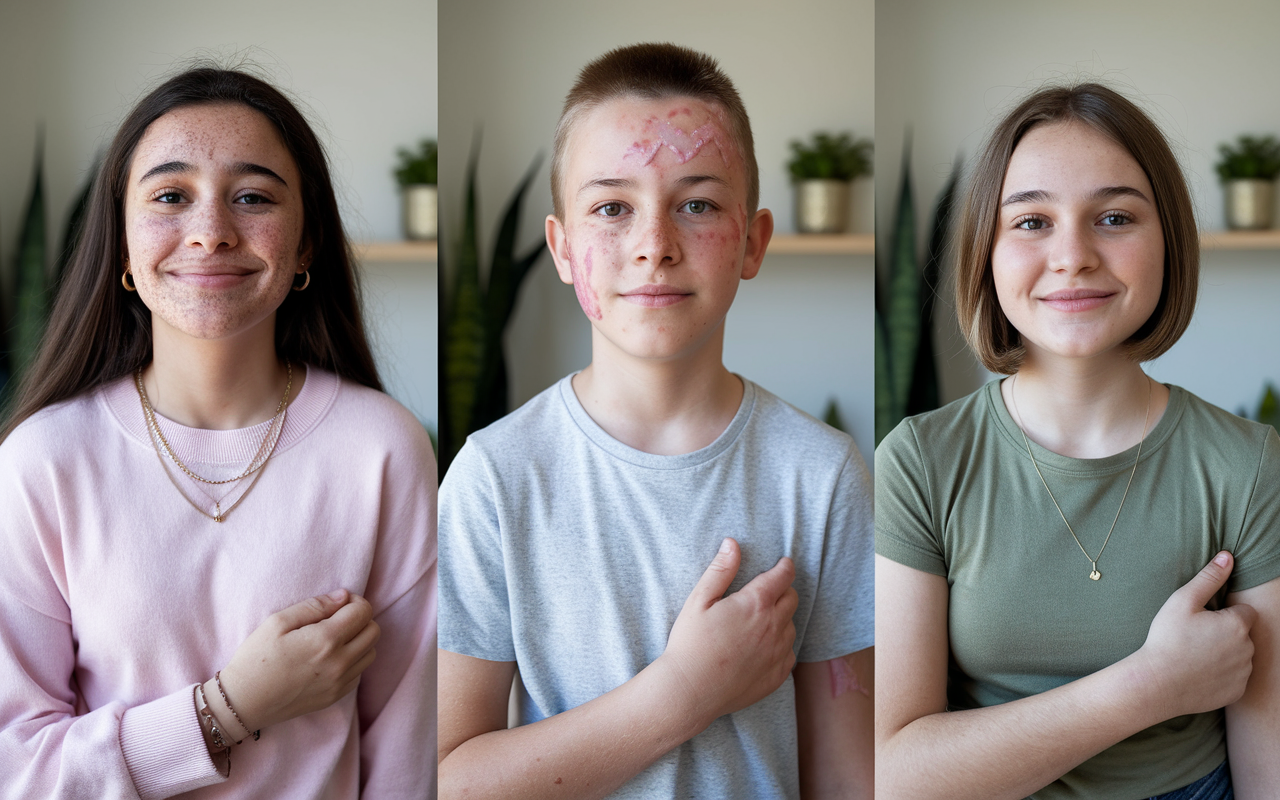 Adolescents experiencing relief from psoriasis