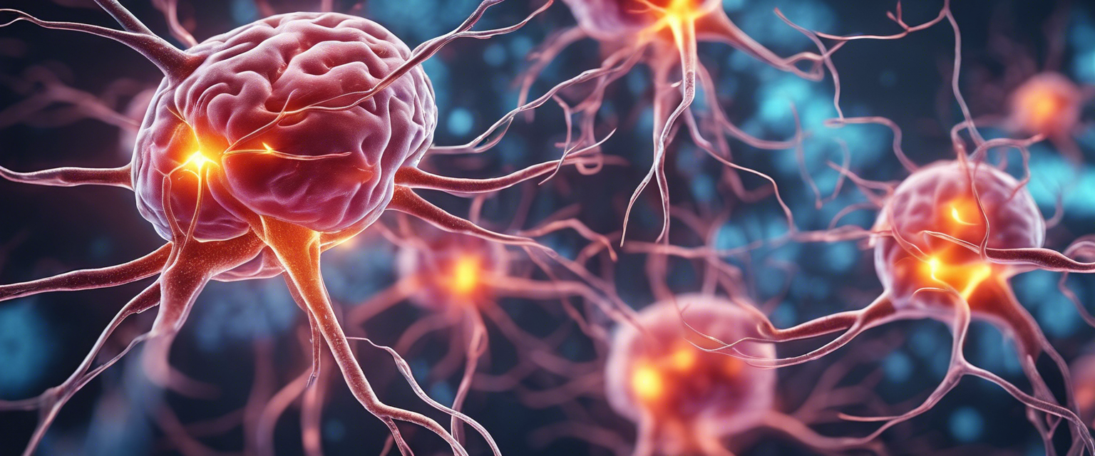 Microscopic view of brain cells with a glowing effect representing the gene therapy