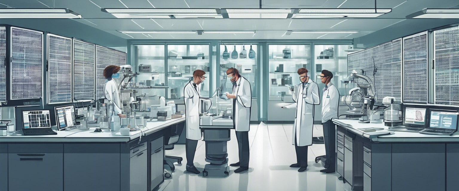 Lab scientists working on genome sequencing