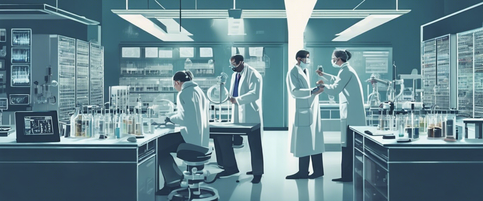 Scientists examining gene editing results in a lab