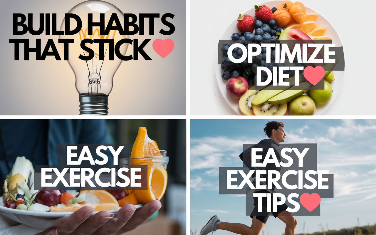 Build Habits That Stick 🧠, Optimize Diet 🍎, Easy Exercise Tips 🏃‍♂️
