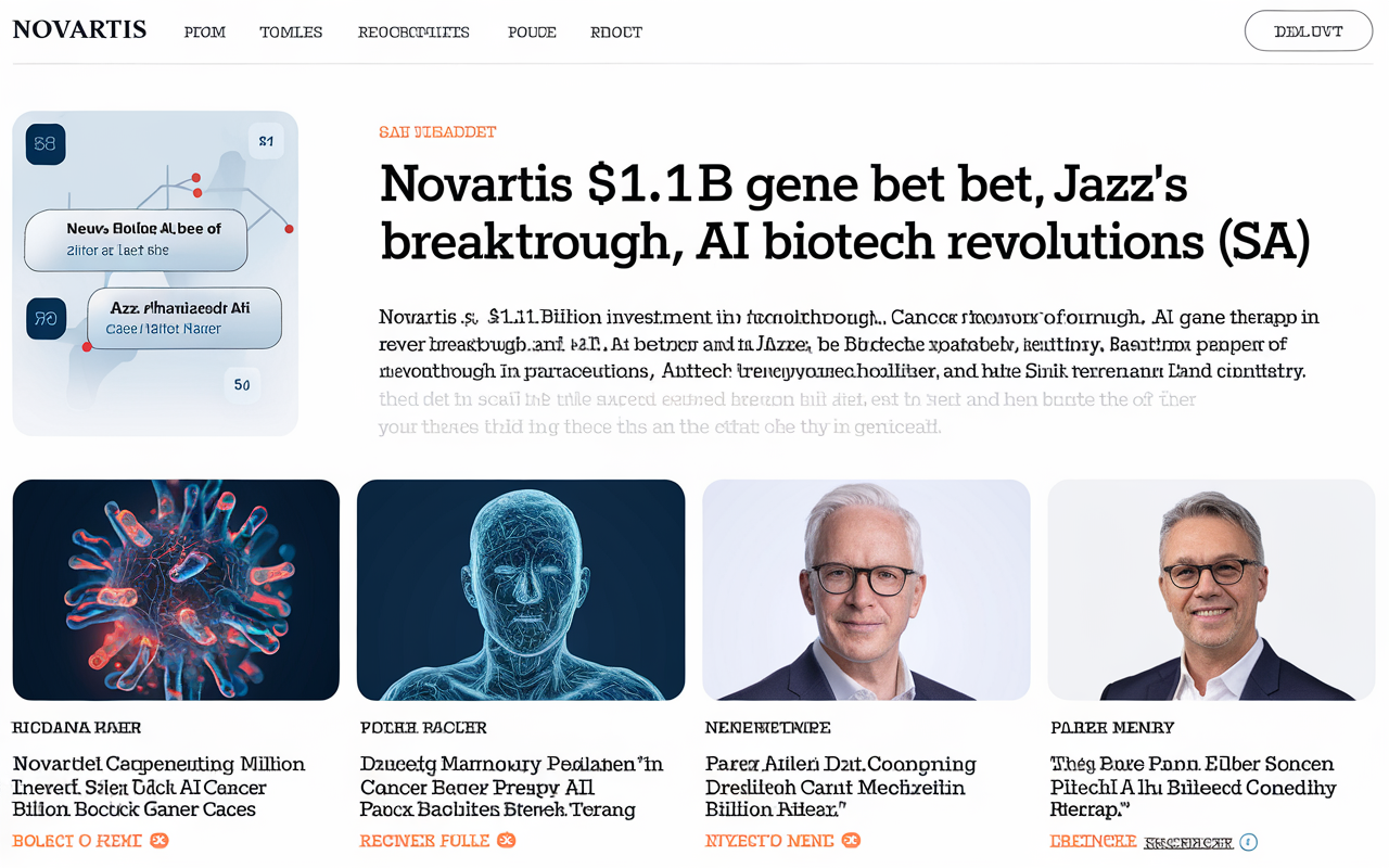 Novartis's $1.1B Gene Bet 🧬, Jazz's Cancer Breakthrough 💊, AI Biotech Revolutions 🤖
