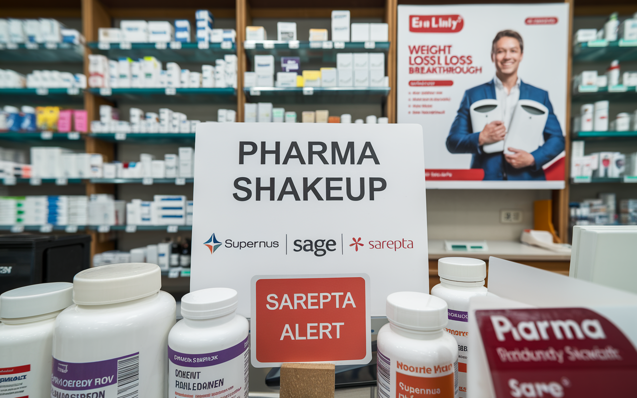 
"🔬 Pharma Shakeup: Supernus & Sage, Sarepta Alert ⚠️, Eli Lilly's Weight Loss Breakthrough 💊