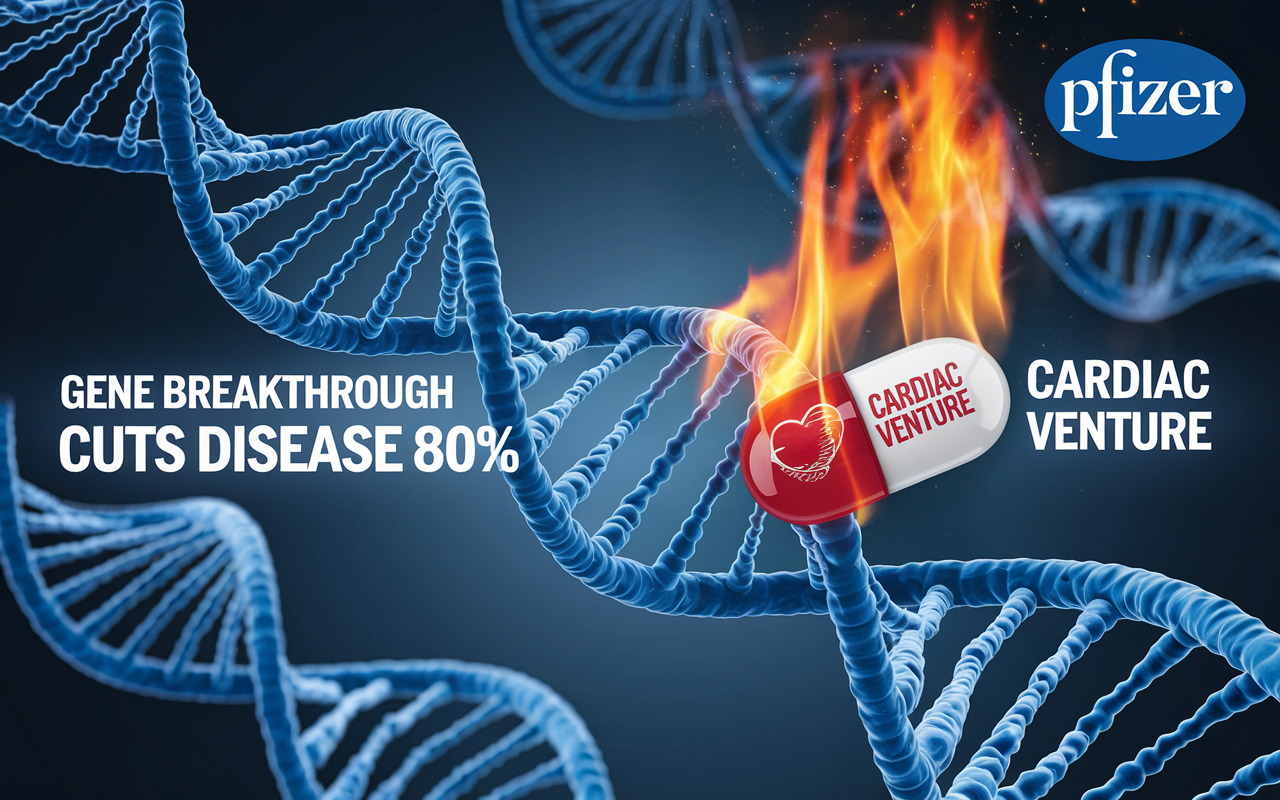 🧬 Gene Breakthrough Cuts Disease 80%, 💊 Cardiac Venture, 🔍 Pfizer Under Fire