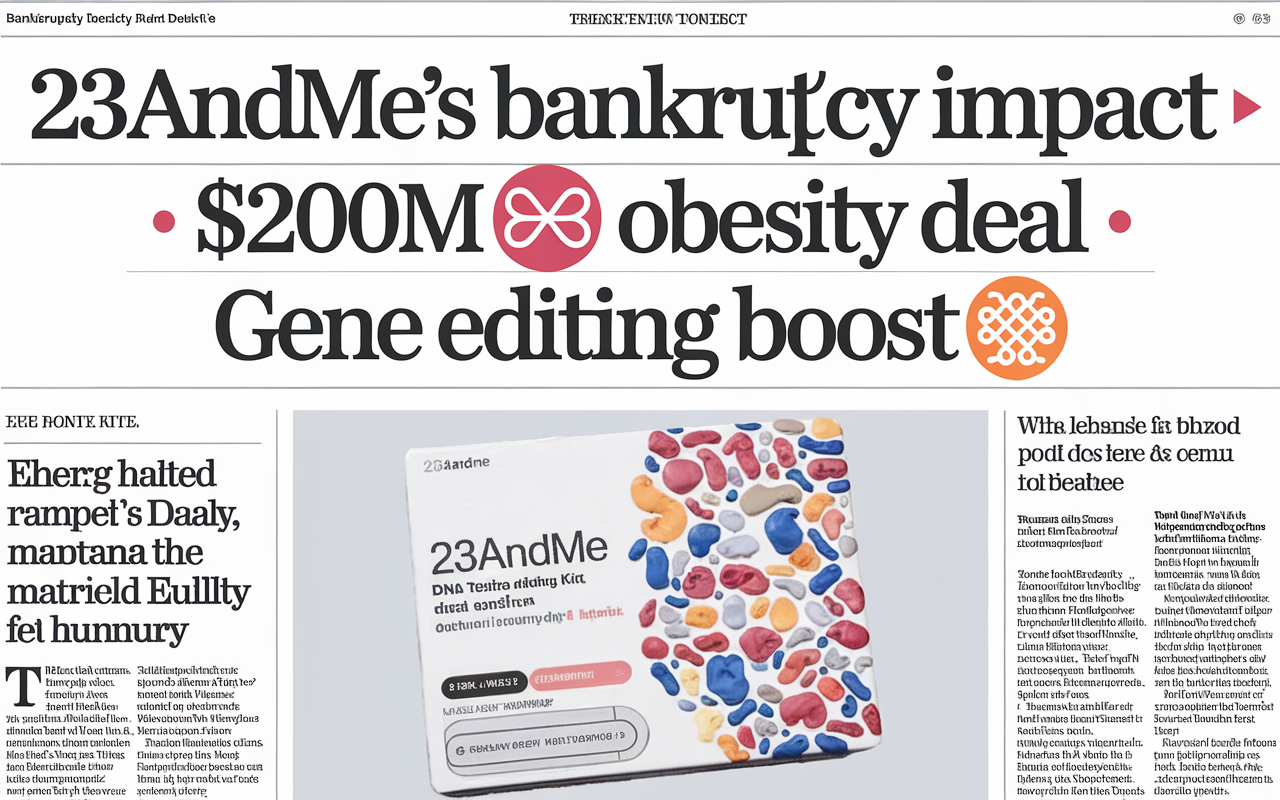 23andMe's Bankruptcy Impact 📰, $200M Obesity Deal 💉, Gene Editing Boost 🧬