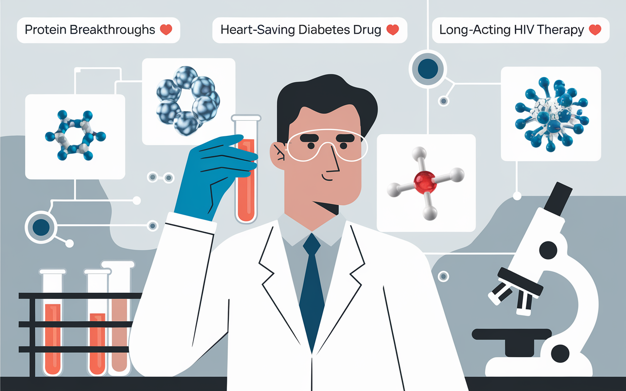 Protein Breakthroughs 🔬, Heart-Saving Diabetes Drug 💊, Long-Acting HIV Therapy 🧪