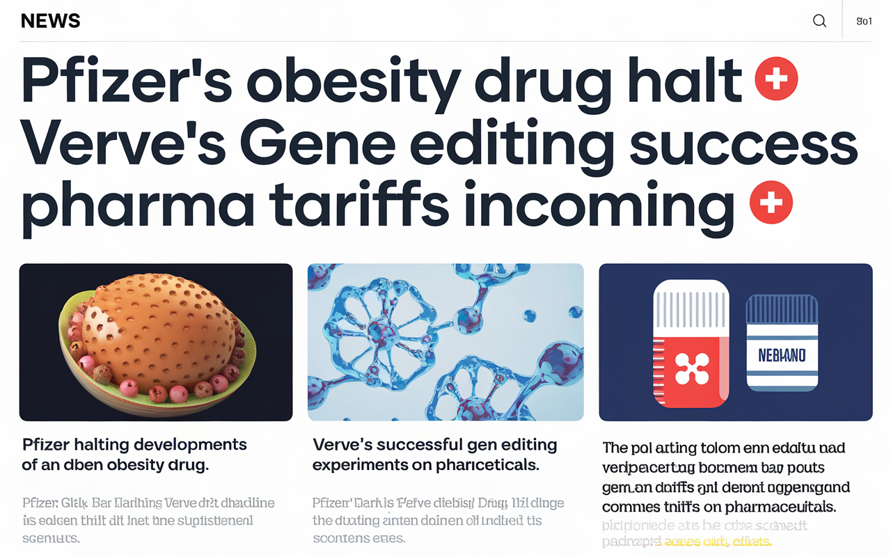 
Pfizer's Obesity Drug Halt 🛑, Verve's Gene Editing Success 🧬, Pharma Tariffs Incoming 🌐
