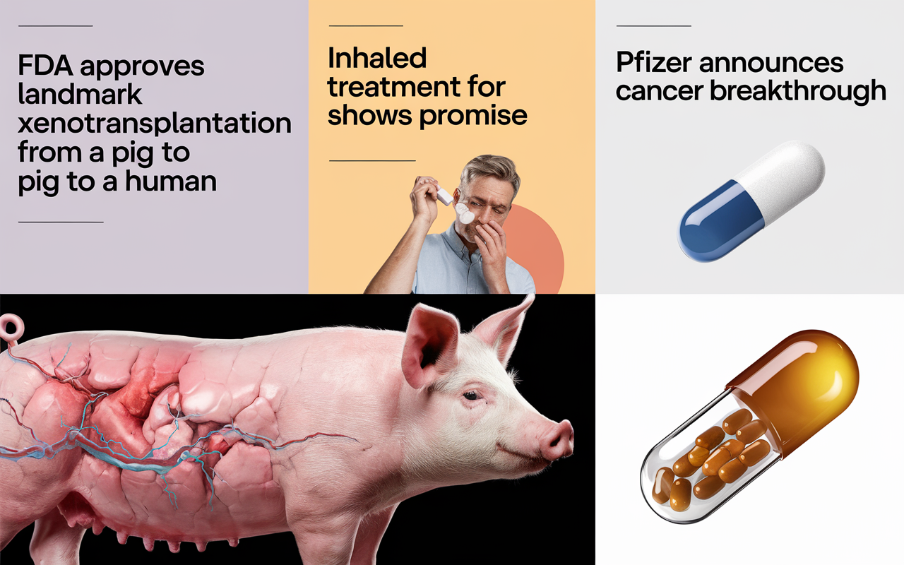 FDA's Landmark Xenotransplantation 🐷, Inhaled Depression Treatment 🌬️, Pfizer's Cancer Breakthrough 💊