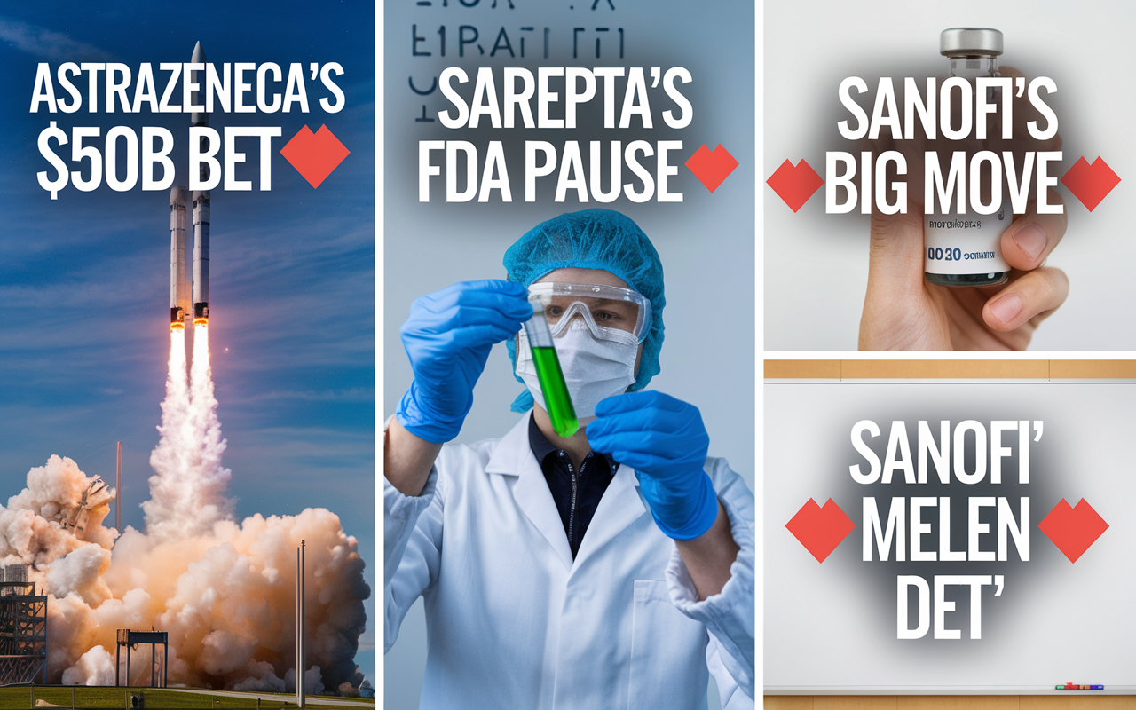 
AstraZeneca's $50B Bet 🚀, Sarepta's FDA Pause 🧬, Sanofi's Big Move 💉

